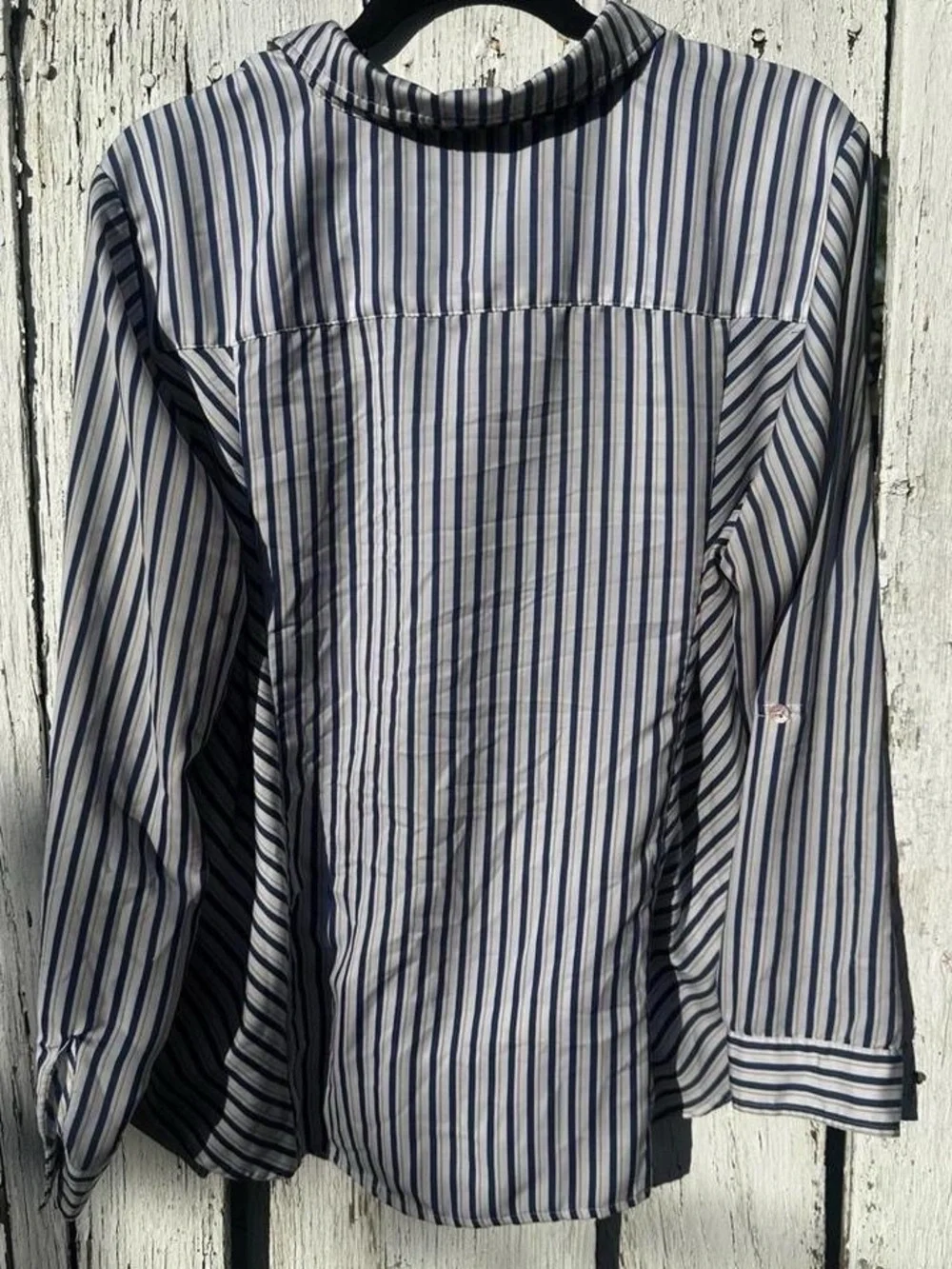 Chico's Blue & White Striped Button-Down Shirt